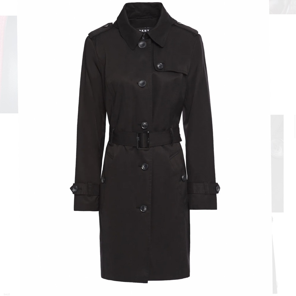 DKNY gabardine hooded trench coat